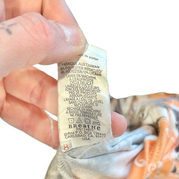 Prana Small Athletic Top Quinn Chakara Floral Orange & Brown Size Small Athlete - Picture 6 of 6